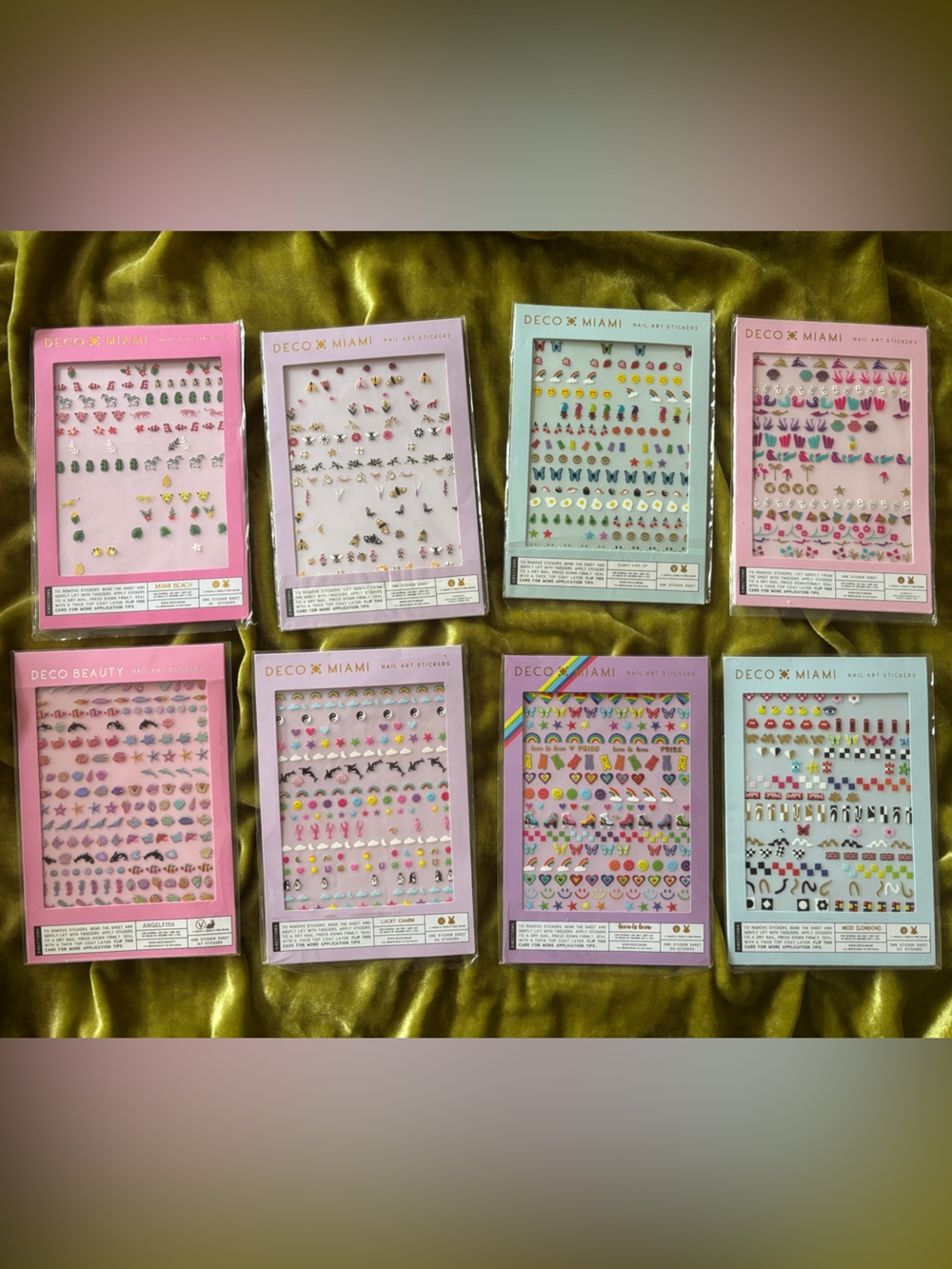 8 packs of Deco Miami nail art stickers